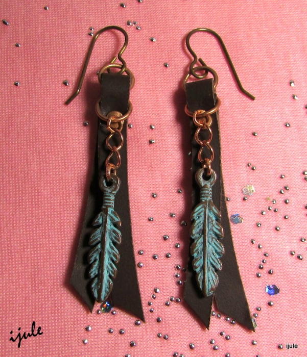 Patina Feather & Leather Earrings  31